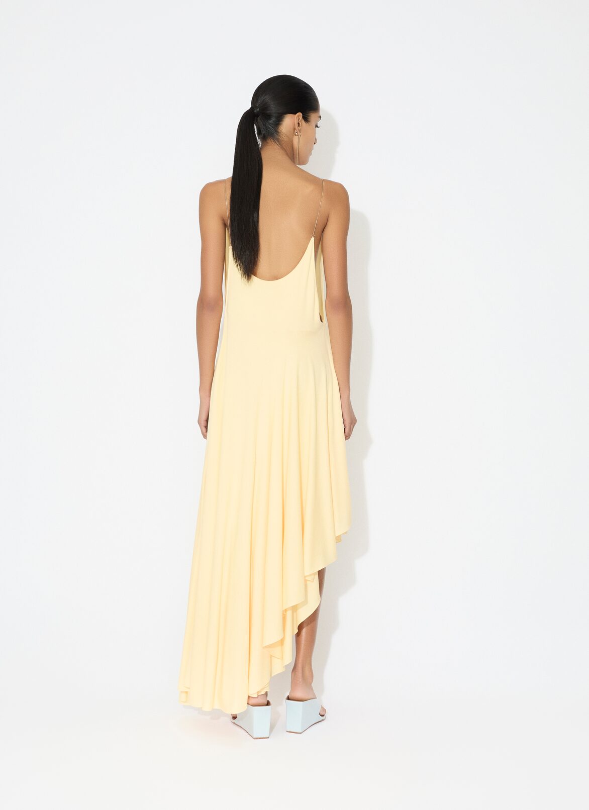 MATTE JERSEY ASYMMETRICAL SLIP DRESS ALAÏA YELLOW MATTE JERSEY ASYMMETRICAL SLIP DRESS